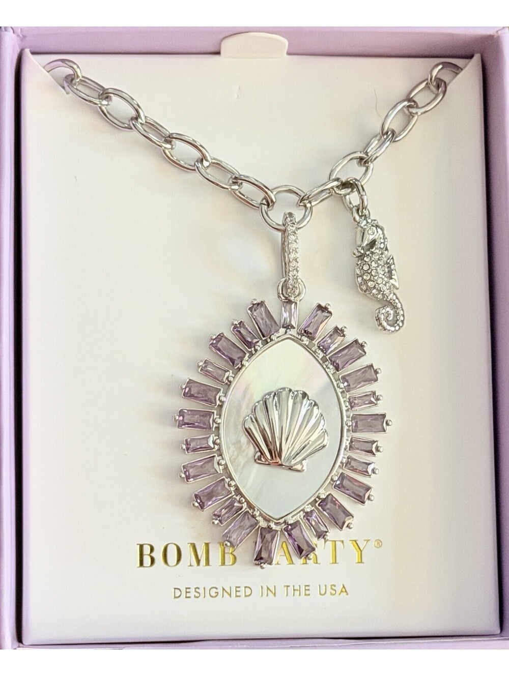 Bomb Party Atlantis Necklace "Princess Of The Sea" RBP5986 Seahorse on MOP